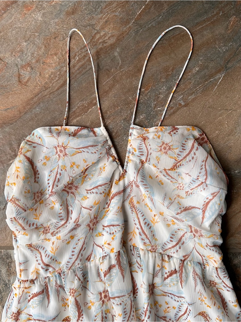 Gentle Fawn Floral Paisley Midi Dress Strappy V-Neck Boho Summer Cream Large L - Picture 3 of 10